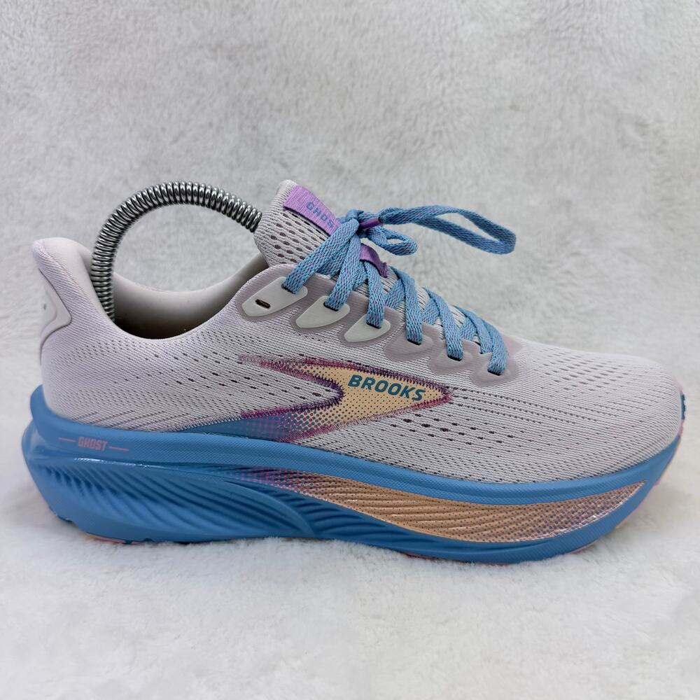 Brooks Ghost 17 Womens Mesh Running Shoes White Blue Pink Size 8.5 B